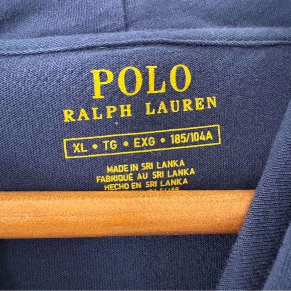 Polo Ralph Lauren Jersey Hooded T Shirt Mens Lightweight Blue Pony Size XL - Picture 7 of 9